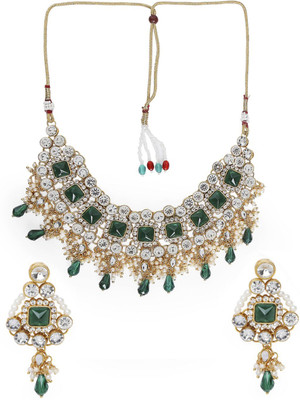 Oomph Alloy Gold-plated Green, Gold Jewellery Set(Pack of 2)