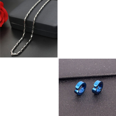 MAATRCHAAYA Stainless Steel Sterling Silver, Titanium Silver, Blue Jewellery Set(Pack of 2)