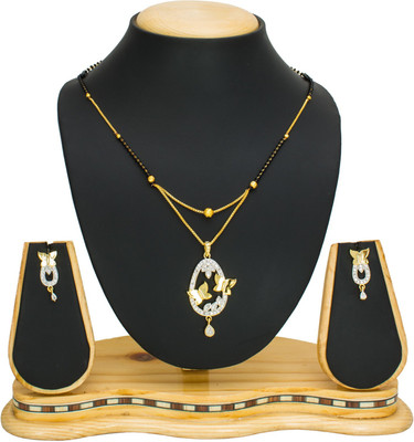 AADITA Alloy Gold-plated Black, Gold, Silver Jewellery Set(Pack of 1)
