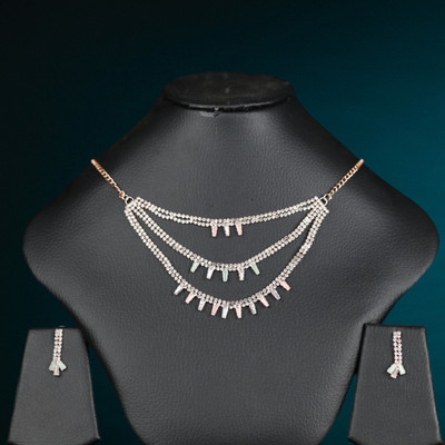 Shreeji Jewels Brass Rose Gold Jewellery Set(Pack of 2)