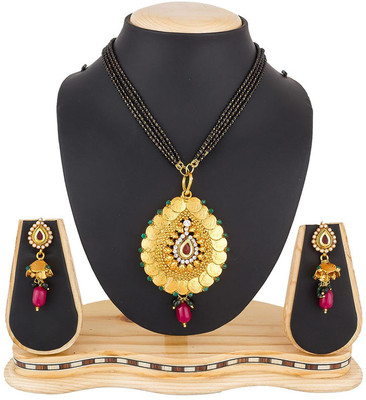 AADITA Alloy Gold-plated Pink, Green Jewellery Set(Pack of 1)