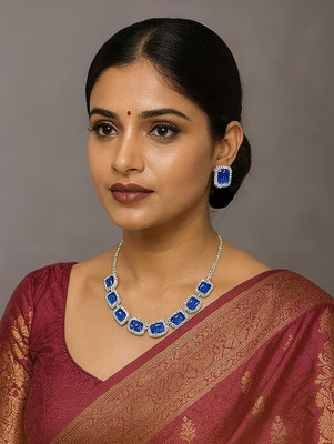OmTextiles Alloy Blue Jewellery Set(Pack of 1)