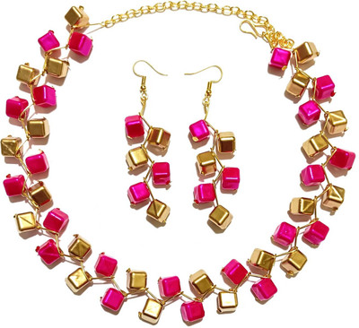 UTTARAI Alloy Gold, Pink Jewellery Set(Pack of 3)