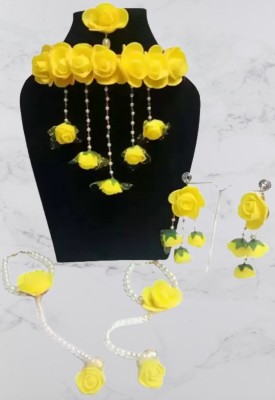 Shubh Lakshmi Creation Fabric Yellow Jewellery Set(Pack of 1)