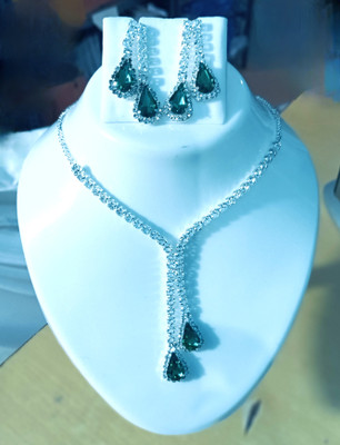 TIGENECY Alloy Rhodium Green Jewellery Set(Pack of 1)