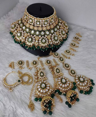 Orbis Alloy Gold-plated Green Jewellery Set(Pack of 5)