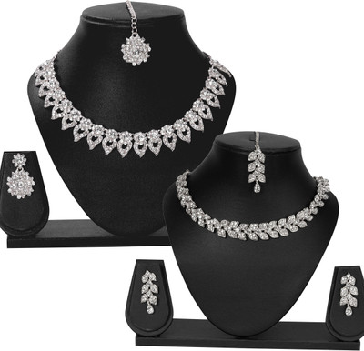 maayeri JEWELS Alloy Rhodium Silver Jewellery Set(Pack of 1)