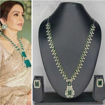 Kavya Creation Alloy Rhodium Green, White Jewellery Set(Pack of 1)