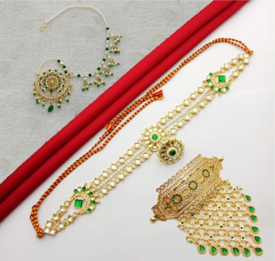 jevel Alloy Gold-plated Green Jewellery Set(Pack of 3)