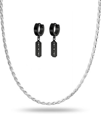 house of common Brass, Stainless Steel Titanium, Silver Silver, Black Jewellery Set(Pack of 3)