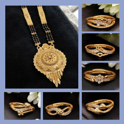 Hetshree Brass Gold-plated Gold, Multicolor Jewellery Set(Pack of 7)