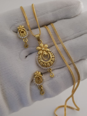 Bhagavati creation Brass Gold-plated Gold Jewellery Set(Pack of 1)