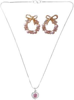 SKG Fashions Stone Pink, White Jewellery Set(Pack of 1)