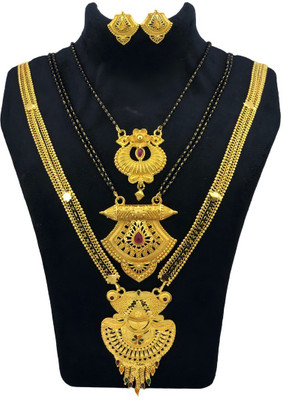 JRD GLOBAL Brass Gold-plated Gold, Black Jewellery Set(Pack of 5)