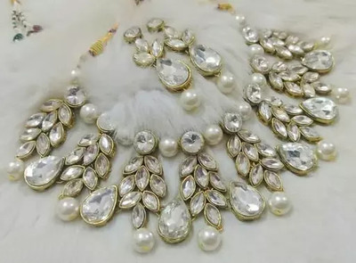 Saree Swarg Alloy White Jewellery Set(Pack of 3)