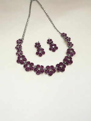 R A Enterprises Alloy Rhodium Pink Jewellery Set(Pack of 3)