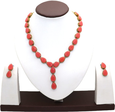 JN Handicraft Metal Copper Pink Jewellery Set(Pack of 1)