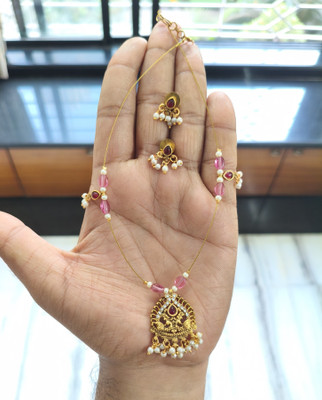 Shilpa Creation Alloy Gold-plated Pink Jewellery Set(Pack of 1)