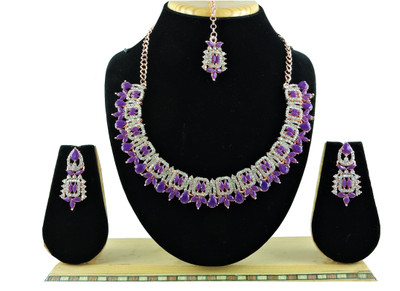 VATSALYA creation Alloy Gold-plated Purple Jewellery Set(Pack of 1)