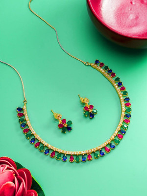KALPANA CHUDIGHAR Alloy Gold-plated Multicolor Jewellery Set(Pack of 1)