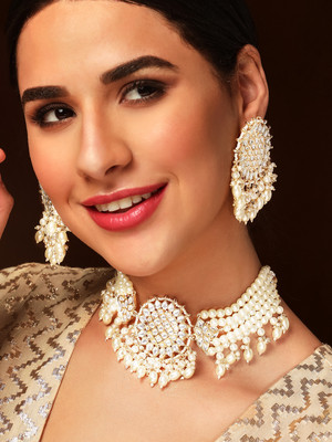 RUBANS Copper Gold-plated Gold, White Jewellery Set(Pack of 2)