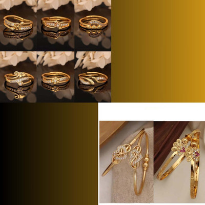 Alasca Brass Gold-plated Beige, Ruby Red Jewellery Set(Pack of 8)