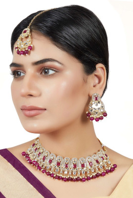 R A Enterprises Alloy Gold-plated Purple Jewellery Set(Pack of 4)