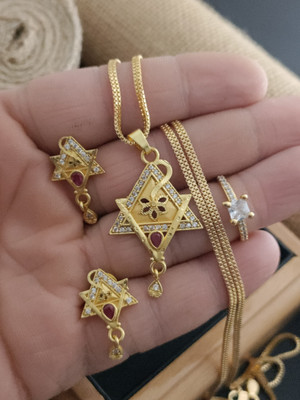 Shree Fashions World Alloy Gold-plated Gold Jewellery Set(Pack of 1)