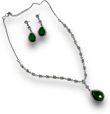 SHYAM Alloy Silver Green Jewellery Set(Pack of 1)