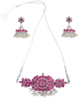 Anamya Collections Alloy Pink Jewellery Set(Pack of 1)