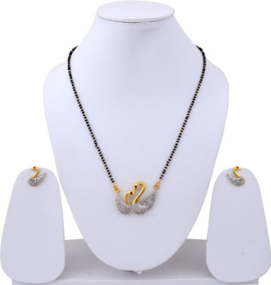Darsha Collections Brass, Mother of Pearl Gold-plated Grey Jewellery Set(Pack of 1)