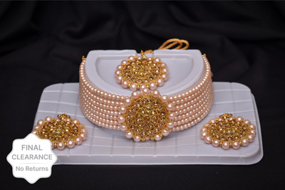 shivay Brass Pink Jewellery Set(Pack of 1)