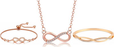 Nilu's Collection Copper Rose Gold Jewellery Set(Pack of 3)