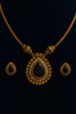 RAYEOS Brass Gold-plated Blue Jewellery Set(Pack of 1)