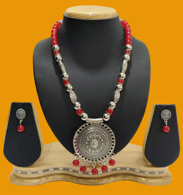 HARIHARA FASHION Oxidised Silver Red, Silver Jewellery Set(Pack of 1)