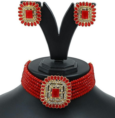 Padmavati Bangles Alloy Gold-plated Red Jewellery Set(Pack of 1)