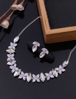 Labhumaa Alloy Silver White Jewellery Set(Pack of 1)