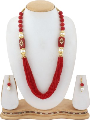 Shine Hub Alloy Gold-plated Red Jewellery Set(Pack of 1)