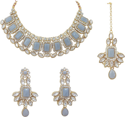 Chrishan Alloy Gold-plated Grey Jewellery Set(Pack of 1)