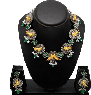 Shining Jewel Brass Brass Green Jewellery Set(Pack of 3)