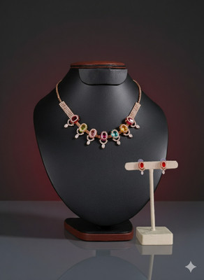 NARBADA Brass, Silver Gold-plated Multicolor Jewellery Set(Pack of 1)