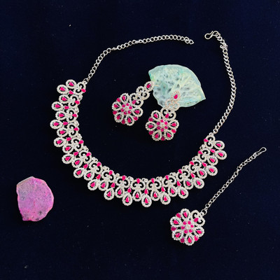 VATSALYA creation Alloy Gold-plated Ruby Red Jewellery Set(Pack of 1)