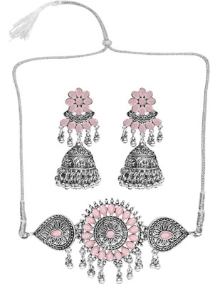 Anamya Collections Alloy Pink, Silver Jewellery Set(Pack of 1)