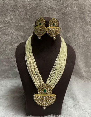 SatnamCreation Alloy Gold-plated White Jewellery Set(Pack of 1)