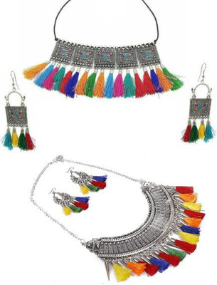 ZUKHRUF Oxidised Silver Multicolor Jewellery Set(Pack of 2)