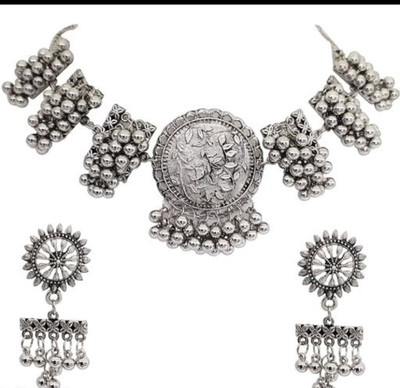 Ruhi Oxidised Silver, Alloy Silver Jewellery Set(Pack of 1)