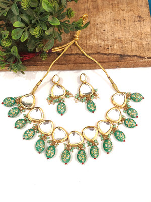 Shaili Craft Alloy Gold-plated Green Jewellery Set(Pack of 1)