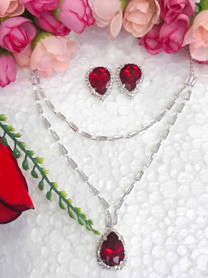 DENICRAAS Crystal, Alloy Silver Red Jewellery Set(Pack of 1)