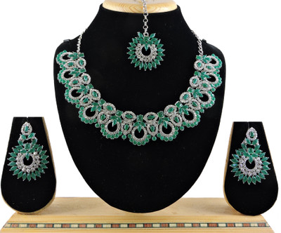 VATSALYA creation Alloy Gold-plated Green Jewellery Set(Pack of 3)