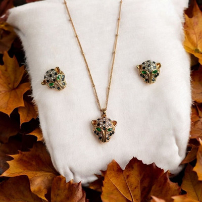 NIMRA Alloy Gold-plated Gold, Green Jewellery Set(Pack of 1)